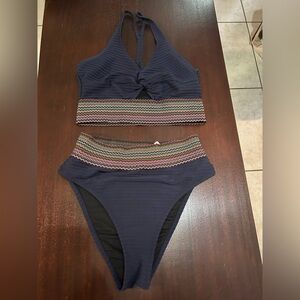 Navy Blue Halter Bikini Set